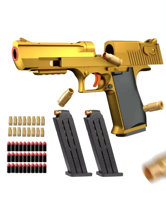 SMechanical Sutomatic Desert Eagle Toy Gun Shell Ejection Sirsoft Pistol Continuous Firing Soft ullet Toy For Children Shooting - Color: desert eagle 2