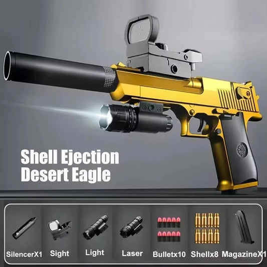 SMechanical Sutomatic Desert Eagle Toy Gun Shell Ejection Sirsoft Pistol Continuous Firing Soft ullet Toy For Children Shooting - Color: desert eagle 3